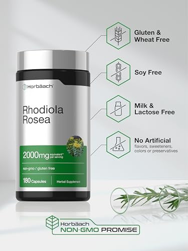 Horbaach Rhodiola Rosea Capsules 180 Count