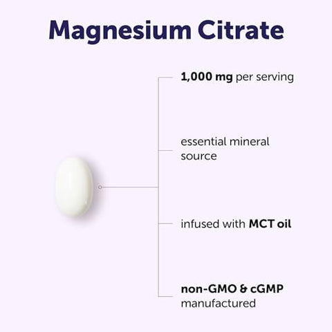 Micro Ingredients Magnesium Citrate 1000 Mg Per Serving 240 Softgels Magnesium Supplements For Men And Women Made With Mct Oil NonGmo Gluten
