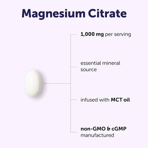 Micro Ingredients Magnesium Citrate 1000 Mg Per Serving 240 Softgels Magnesium Supplements For Men And Women Made With Mct Oil Non-Gmo Gluten Free