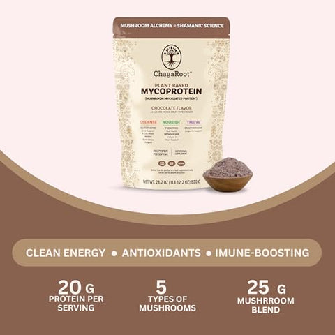 Lakanto Classic Monk Fruit Sweetener with Erythritol 1 lb and ChagaRoot MycoProtein Mushroom Protein Powder Chocolate 1.76 lb