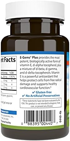 Carlson Labs EGems Plus Natural Vitamin E 400 IU 50 Softgels