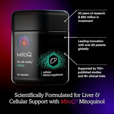 Mitoq +Liver Premium Coq10 Antioxidant - Contains Mitoquinol Mesylate Choline Milk Thistle Selenium - Supports Metabolism Liver Health Bodyâ€™S Natural Detoxification & Cell Vitality (60 Capsules)