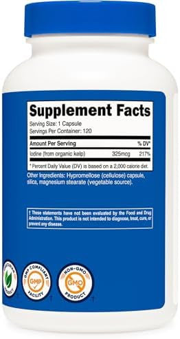 Nutricost Kelp Capsules 325Mcg Of Iodine 120 Capsules Vegetarian Nongmo & Gluten