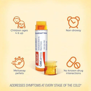 Boiron Coldcalm Kids Pellets For Relief Of Common Cold Symptoms Such As Sneezing Runny Nose Sore Throat And Nasal Congestion 2 Count (160 Pellets)