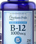 Puritan'S Pride Timed Release Vitamin B-12 1000Mcg Vegetarian Dietary Supplement For Energy Metabolism Heart Circulatory And Nervous System Health Support 8 Month Supply 250 Caplets