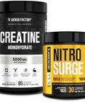 Jacked Factory Nitrosurge Build Pre Workout With Creatine For Muscle Building (30 Servings Arctic White) & Creatine Monohydrate Powder For Muscle Growth & Increased Strength (85 Servings Unflavored)