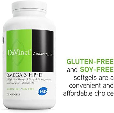 Davinci Labs Omega 3 Hpd Dietary Supplement For Healthy Joints And Immune Cardiovascular And Skin Health Support With Vitamin D3 And More Gluten Lemon Flavor 120 Softgels