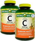 Vitamin C 500mg Tropical Fruit Flavor 200 Count Tablets Chewable Vitamin C Dietary Supplement + 7 Day Pill Organizer Included (Pack of 2)