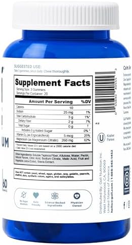 Goli Zero Sugar Goli Magnesium Gummies - 260Mg Magnesium Vitamin D No Artificial Sweeteners No Sugar Alcohols. Gelatin- Gluten- Vegan & Non-Gmo (1)