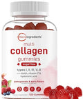 Micro Ingredients Multi Collagen Peptides 120 Collagen Gummies Type IIiIiiVX Protein With Biotin Hyaluronic Acid & Vitamin C Complex Pomegranate & Berry Flavored Sugar Free Non-Gmo