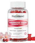 Natisland D Mannose With Cranberry Gummies D-Mannose Supplements 1500Mg For Women With Hibiscus For Urinary Tract Health Bladder Liver Support Sugar-Free Vegan Raspberry Flavor 60 Count
