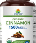 Brieofood Organic Cinnamon 1500Mg, 45 Servings, Vegetarian, Gluten , 90 Vegetarian Tablets