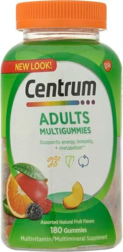 Centrum Multigummies Gummy Multivitamin For Adults, Multivitamin/Multimineral Supplement With Vitamins D, B And E, Assorted Fruit Flavor - 180 Count