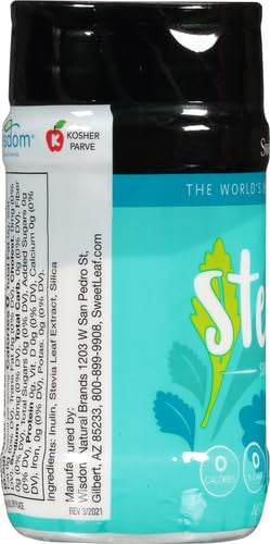 Sweetleaf Stevia Powder Shaker Jar - Zero Calorie Stevia Sweetener No Bitter Aftertaste Plant-Based Sugar Substitute from Keto Non-GMO Sweet Leaf Stevia 4 Oz