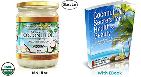 Coconut Country Living's Extra Virgin Coconut Oil - Cold Pressed, Unrefined organic Superfood for Hair, Skin, Beauty, Cooking - Keto & Paleo Diet Friendly - 6.76 oz