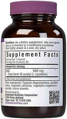 Bluebonnet Nac 500 Mg Vitamin Capsules 30 Count