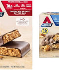 Atkins Chocolate Peanut Butter Protein Meal Bar High Fiber 16G Protein 2G Sugar & Caramel Chocolate Nut Roll Snack Bar Protein Snack High In Fiber 2G Sugar 16 Count