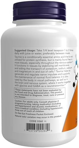 Now Foods Supplements Taurine Pure Powder Nervous System Health Amino Acid 8Ounce