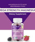 SUKU Vitamins Mega Strength Magnesium 177 mg of Magnesium Bisglycinate Gummies for Muscle Function Easy to Chew Non GMO Gluten Sugar Free Grape BlackBerry Flavored Gummy Vitamins (50 Count)