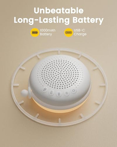 Glocusent 3-In-1 Portable Baby Sound Machine White Noise Machine For Sleeping Night Light & Phone Connected Speaker 34 Sounds Timing Function 1000Mah Large Battery Designed For Travel