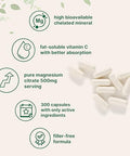 Micro Ingredients Pure Magnesium Citrate Supplements 500Mg 300 Capsules Fat-Soluble Vitamin C Added 100 Chelated Only Active Ingredients