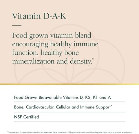 Natura Health Products DAK (ADK) D3 5000 IU K2 50 mcg K1 550 mcg and Vitamin A 1000 IU Bone Heart and Immune Support FatSoluble Calcium Metabolism 60 Vegetarian Capsules