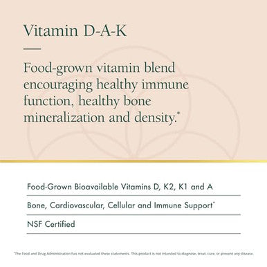 Natura Health Products D-A-K (Adk) D3 5000 Iu K2 50 Mcg K1 550 Mcg & Vitamin A 1000 Iu Bone Heart & Immune Support Fat-Soluble Calcium Metabolism 60 Vegetarian Capsules