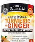 Organic Turmeric Curcumin And Ginger 95% Standardized Curcuminoids With Bioperine Black Pepper Extract For Ultra High Absorption Natural Joint Support Supplement Gluten 60 Capsules