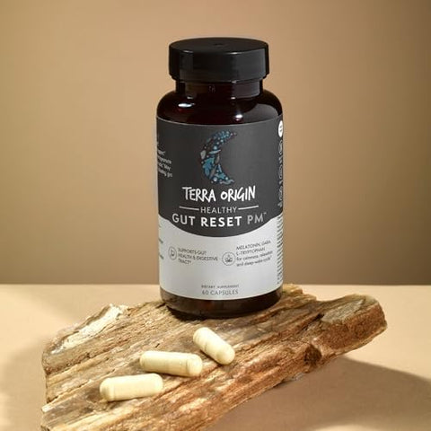 Terra Origin Healthy Gut Reset Pm 60 Veggie Capsules Natural Sleep Aid Supplement For Sleep & Wake Cycles Gaba Ltheanine Melatonin Lglutamine Licorice Root Slippery Elm Root