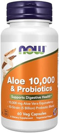 Now Foods Supplements Aloe 10000 & Probiotics With 10Strain (5 Billion) Probiotic Blend 60 Veg Capsules