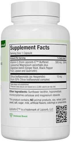 Maxi Health Liposomal Vitamin C 500Mg Capsules With Digestive Blend Highly Absorbable High Dose Vitaminc Non Gmo Kosher Vegetarian Doctorformulated Immune Support Supplement (90 Count)