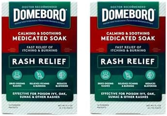 Domeboro Medicated Soak Rash Relief (Burows Solution) 12 Powder Packets (Pack Of 2)