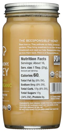 BEE HARMONY Organic Eucalyptus Raw Creamed Honey, 12 OZ