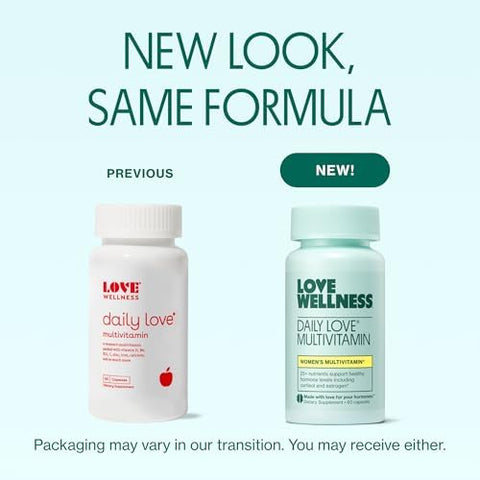 Love Wellness Daily Love Multivitamin For Women Supports Energy Cortisol Immune Health Stress Relief & Pms Complete With Vitamin D C Iron Calcium Zinc & Biotin Magnesium 60 Count