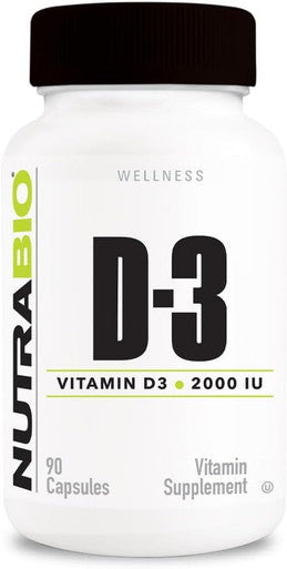 Nutrabio Vitamin D (2000 IU) Immune Support - 90 Vegetable Capsules