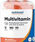 Nutricost Multivitamin Gummies 180 Gummies (Mixed Berry Flavored) 90 Serv Gluten Nongmo And Vegetarian Friendly