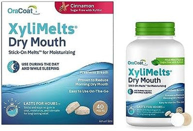 Oracoat Xylimelts Dry Mouth Relief Bundle Mild Mint 100 Count And Cinnamon 40 Count
