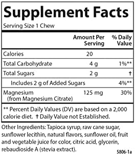Carlson Magnesium Soft Chews 125 mg Highly Absorbable Muscle Relaxation and Overall Health Berries and Creme Flavor 40 Vegetarian Soft Chews