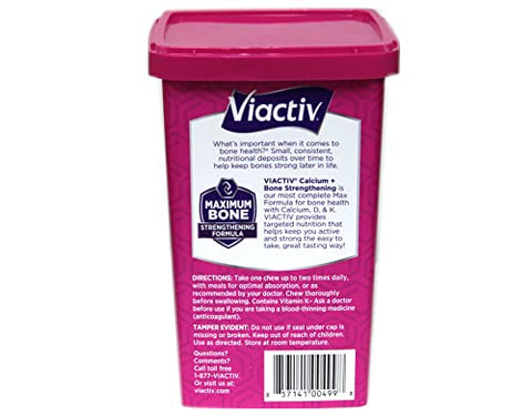 Viactiv Max Formula Calcium +Vitamin D3 Supplement for Bone Health Milk Chocolate 100 Soft Chews 3 Pack