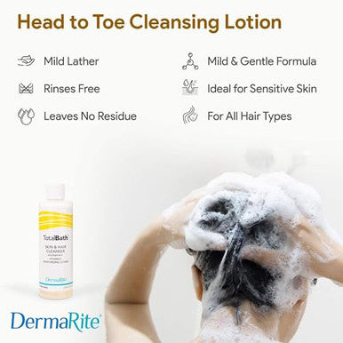 Dermarite Totalbath Skin & Hair Cleanser Enriched With Vitamin E Moisturizing Lotion - Shampoo And Full Body Wash - 7.5 Oz. 1 Count