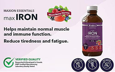Maxion Iron Supplement to Combat Anemia, Fight Fatigue and Build Blood Cells, 250ml