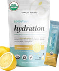 Sprout Living Colorfuel Hydration Powder Drink Mix Organic Superfoods + Adaptogens Hydration & Recovery Electrolytes Himalayan Pink Salt Coconut Water Lemon Citrus Flavor (15 Stick Packs)