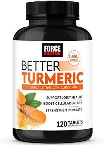 Force Factor Better Turmeric Curcumin 1600Mg With Black Pepper & Ginger Clinical Strength Joint Support Supplement Superior Absorption 120 Tablets