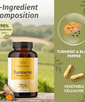 Herbamama Curcumin Turmeric Capsules - 1500Mg Curcuma Longa And Black Pepper Extract For Uric Acid & Digestive Support - Vegan Non-Gmo Turmeric Antioxidant Supplement 250 Caps