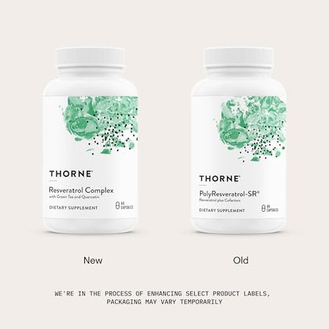 Thorne - Resveratrol Complex - Supports Healthy Aging - Trans-Resveratrol Supplement With Green Tea Quercetin & Curcumin Phytosome - Third-Party Certified - Gluten Dairy & Soy-Free 60 Capsules