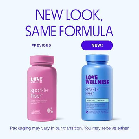 Love Wellness Sparkle Fiber Fiber Supplement With Digestive Enzymes Greens Superfood Powder & Psyllium Husk Powder Promotes Gut Health For Women Regularity & Bloating Relief 90 Count