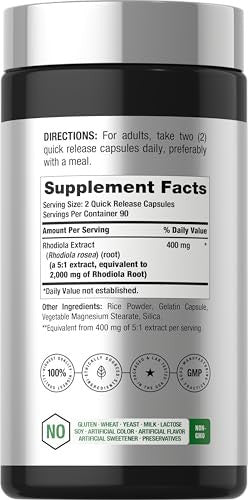 Horbaach Rhodiola Rosea Capsules 180 Count
