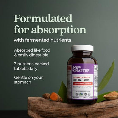 Chapter Energy Supplement - Perfect Energy Multivitamin For Balanced Energy + Stress Support With B Vitamins + Vitamin D3 + Organic Non-Gmo Ingredients - 96 Ct