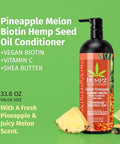 Hempz Biotin Conditioner - Triple Moisture Fresh Citrus - Peach & Grapefruit - For Growth & Strengthening Of Dry Damaged And Color Treated Hair Hydrating Softening Moisturizing - 33.8 Fl Oz