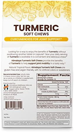 Himalaya Turmeric Chews With Curcumin For Healthy Joint Support And Optimum Flexibility & Mobility 300 Mg Of Extracts Per Serving 30 Soft Chews 15 Day Supply